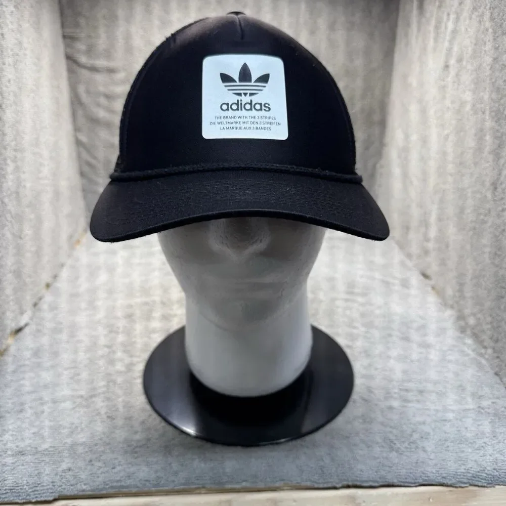 Adidas Hat White Patch Adjustable Mesh Trucker Snapback‎ Black Ball Cap